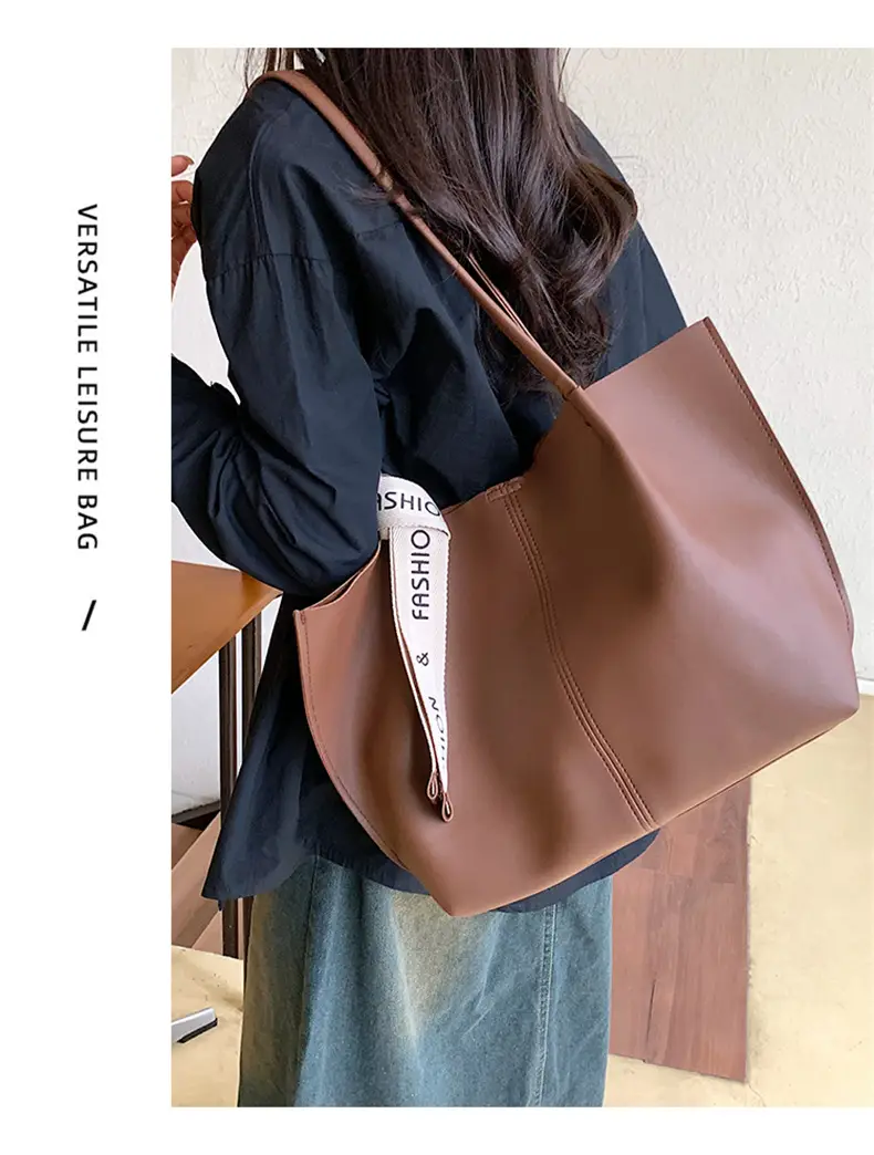 Brown Leather Tote Bag for Women Large Capacity — feature 5