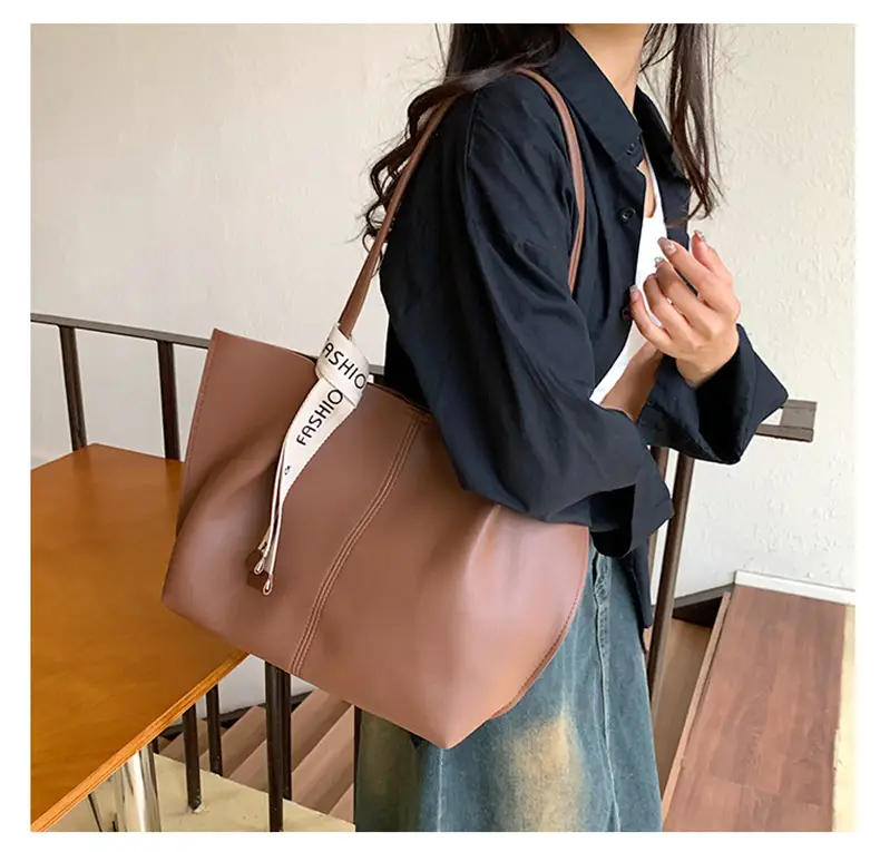 Brown Leather Tote Bag for Women Large Capacity — feature 7