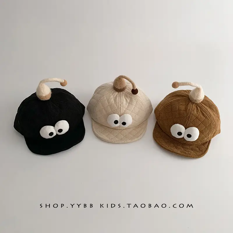 Cute Cartoon Baby Hats Brown Beige Windproof Corduroy - Image 8