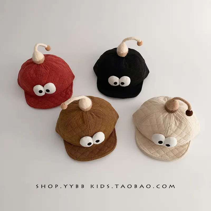 Cute Cartoon Baby Hats Brown Beige Windproof Corduroy - Image 9