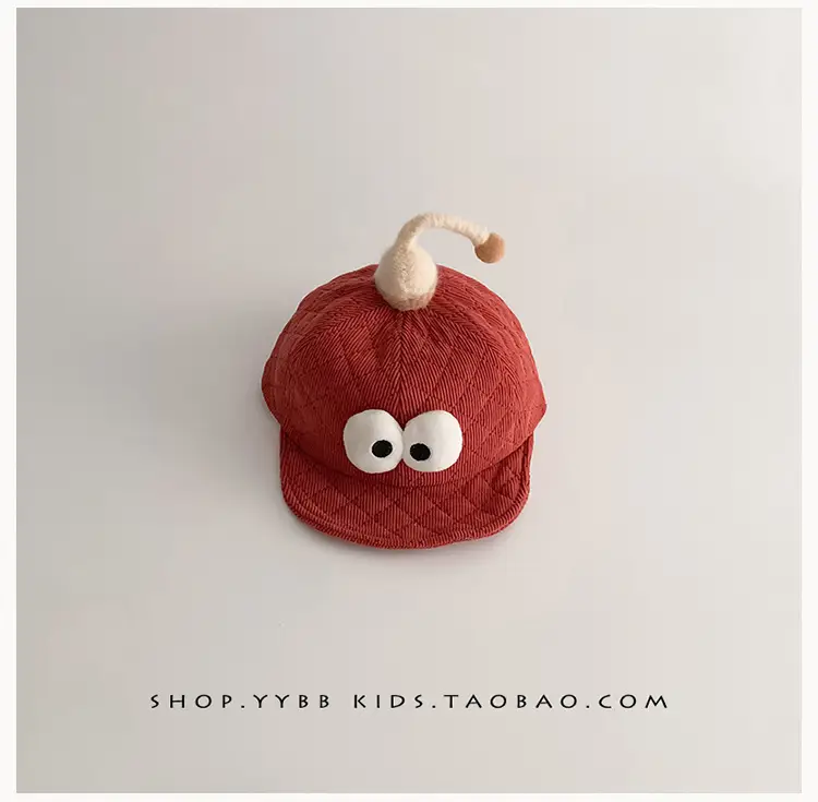 Cute Cartoon Baby Hats Brown Beige Windproof Corduroy — feature 10
