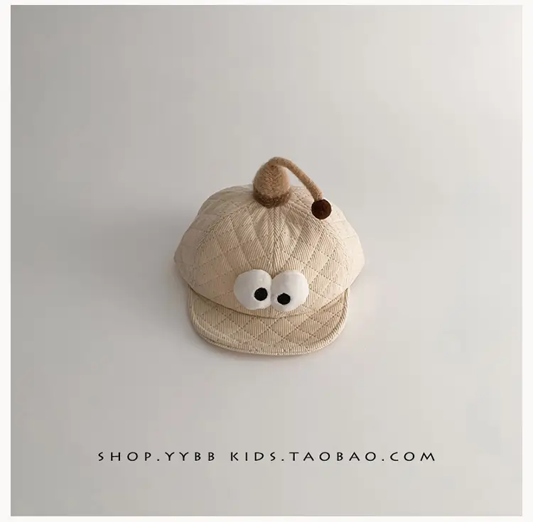 Cute Cartoon Baby Hats Brown Beige Windproof Corduroy — feature 7