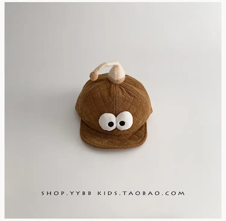 Cute Cartoon Baby Hats Brown Beige Windproof Corduroy — feature 8