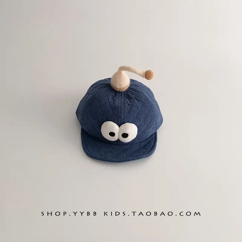 Cute Cartoon Baby Hats Brown Beige Windproof Corduroy - Image 3
