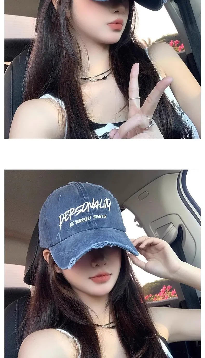 Women Denim Baseball Cap Large Circumference Face-Slimming — feature 10