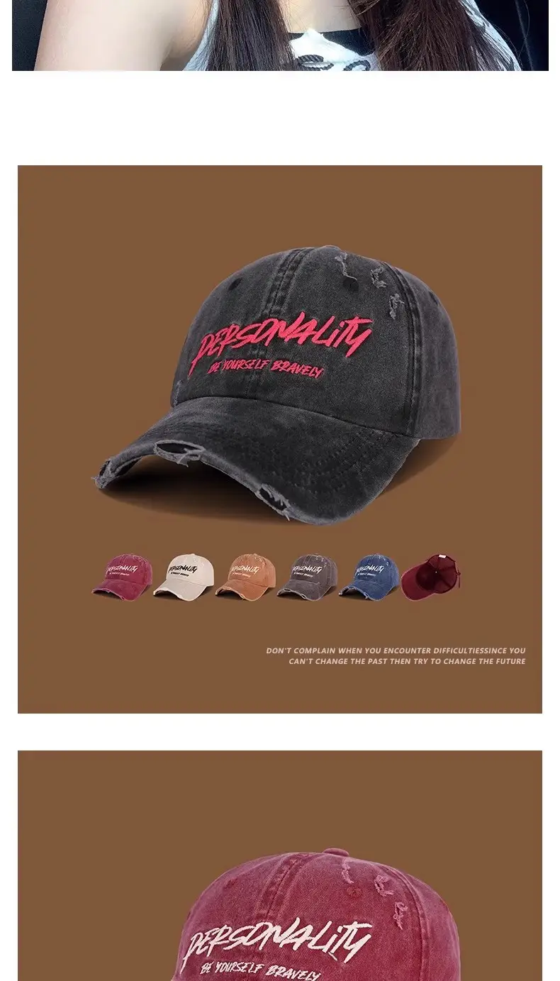 Women Denim Baseball Cap Large Circumference Face-Slimming — feature 11