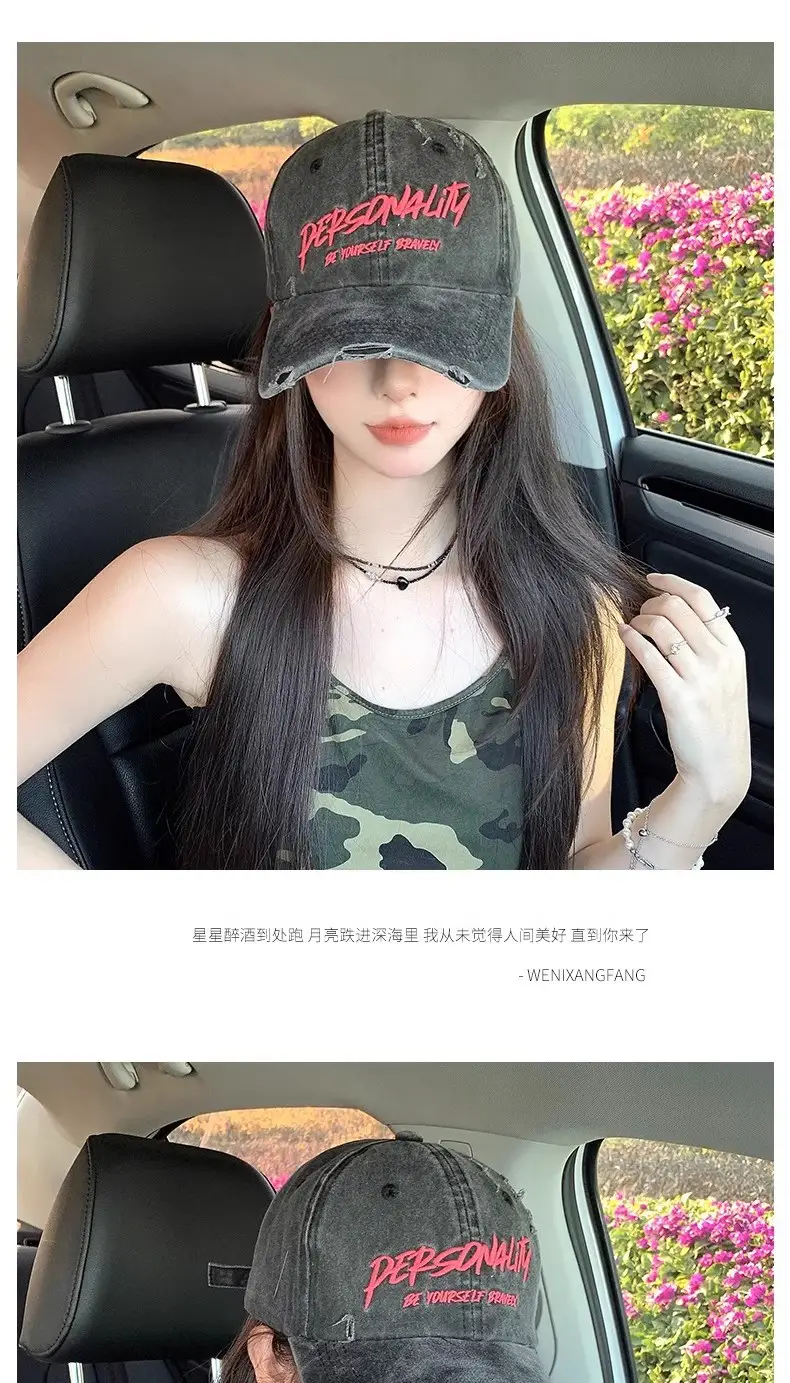 Women Denim Baseball Cap Large Circumference Face-Slimming — feature 7
