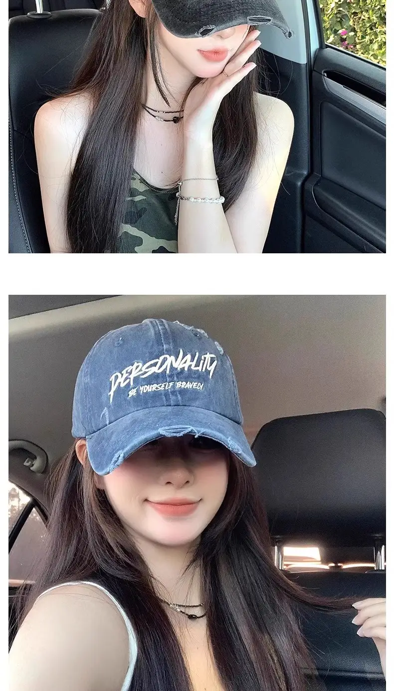 Women Denim Baseball Cap Large Circumference Face-Slimming — feature 8