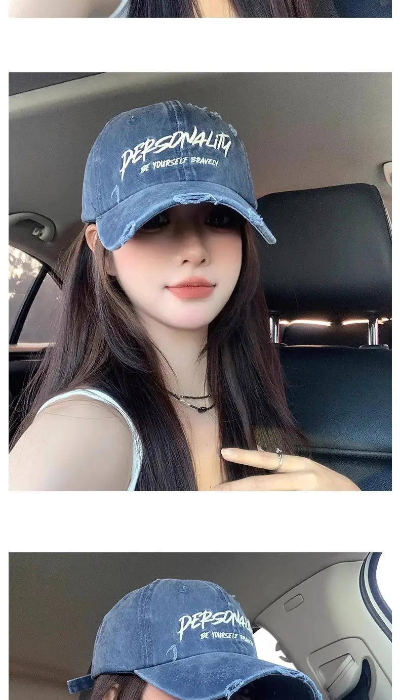 Women Denim Baseball Cap Large Circumference Face-Slimming — feature 9