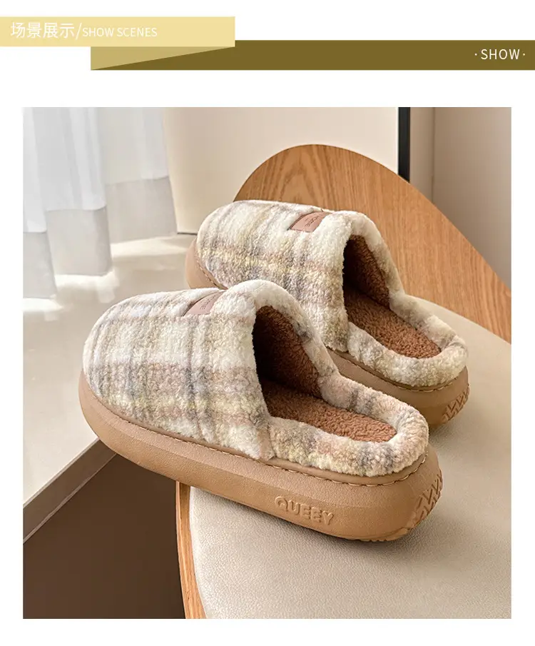 Women's Plaid Cotton Slippers Autumn Winter 2025 — feature 4