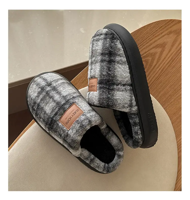 Women's Plaid Cotton Slippers Autumn Winter 2025 — feature 6