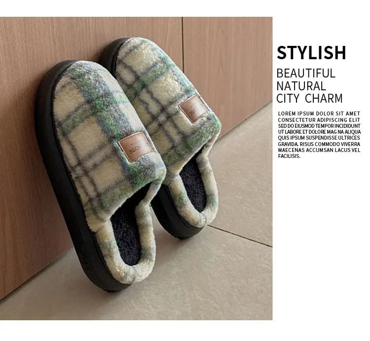 Women's Plaid Cotton Slippers Autumn Winter 2025 — feature 7