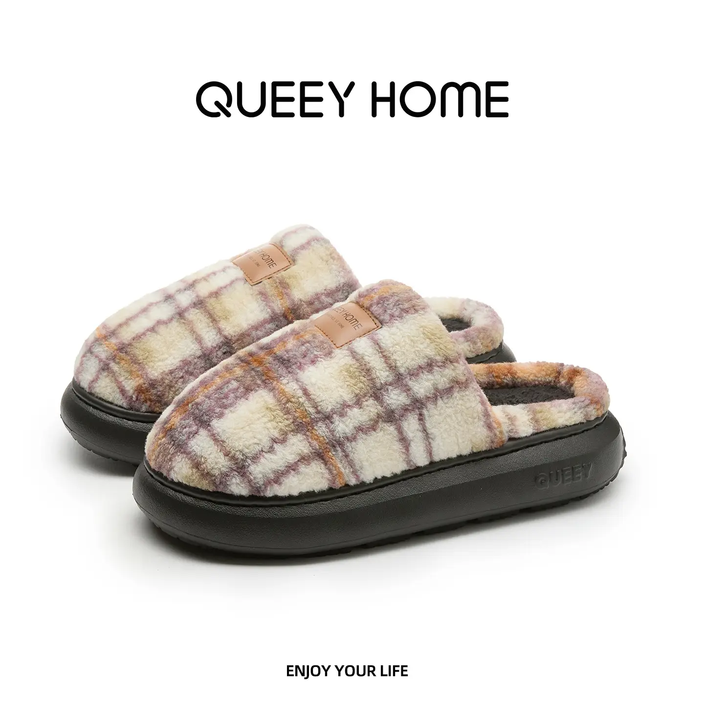 Women's Plaid Cotton Slippers Autumn Winter 2025 - Image 2