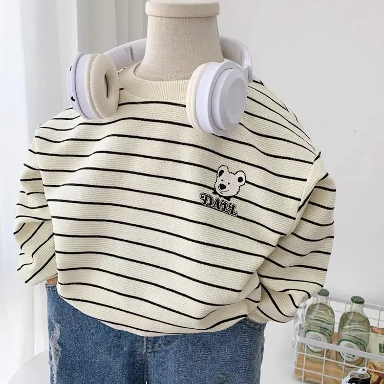 Boys Cotton Striped Long Sleeve T-Shirt Panda Print — feature 6
