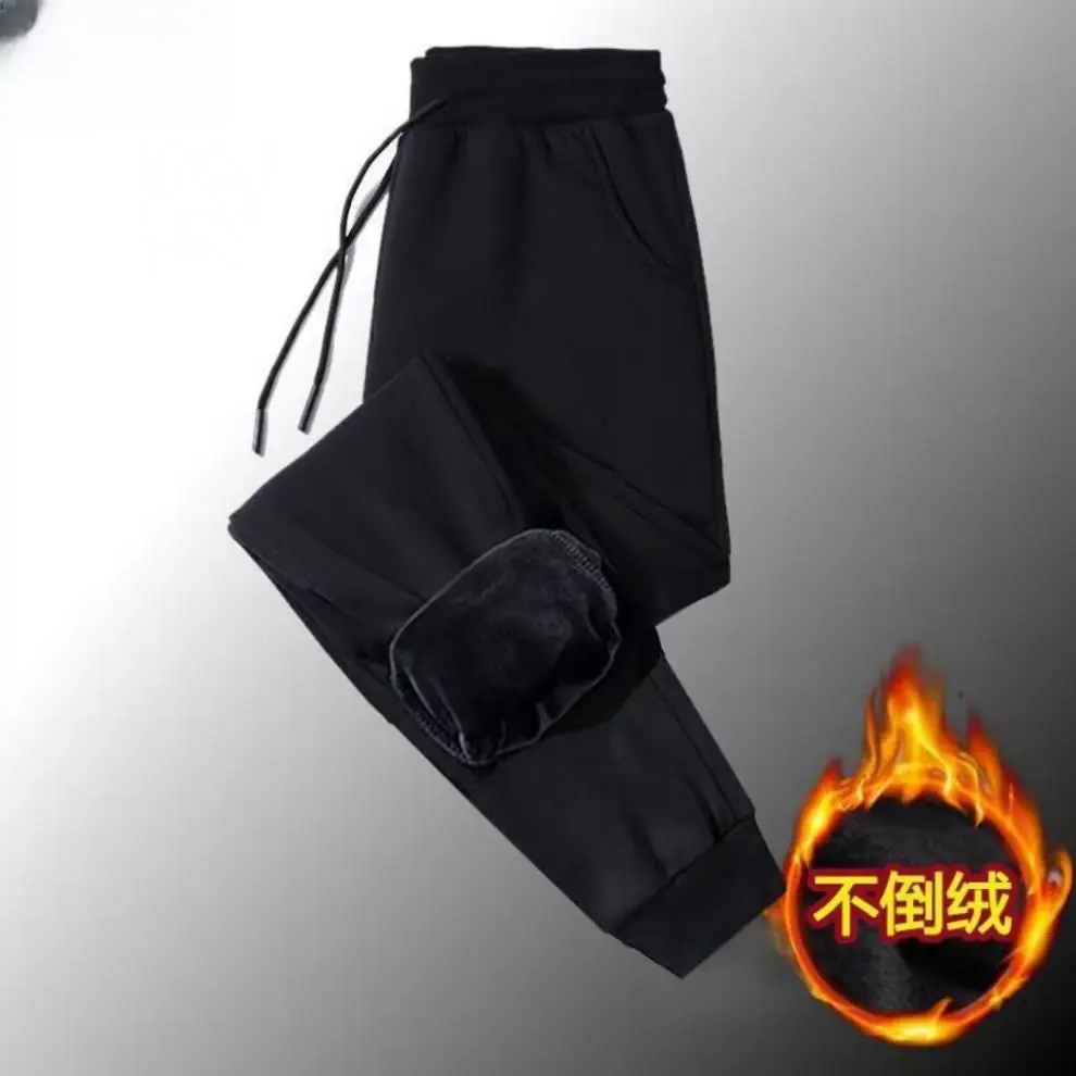 Cross-Border Autumn and Winter Warm Pants Casual Pants Men's Large Size Outer Wear Elastic Sports Pants Fleece-Lined Thickeneded Drawstring Pants — feature 8