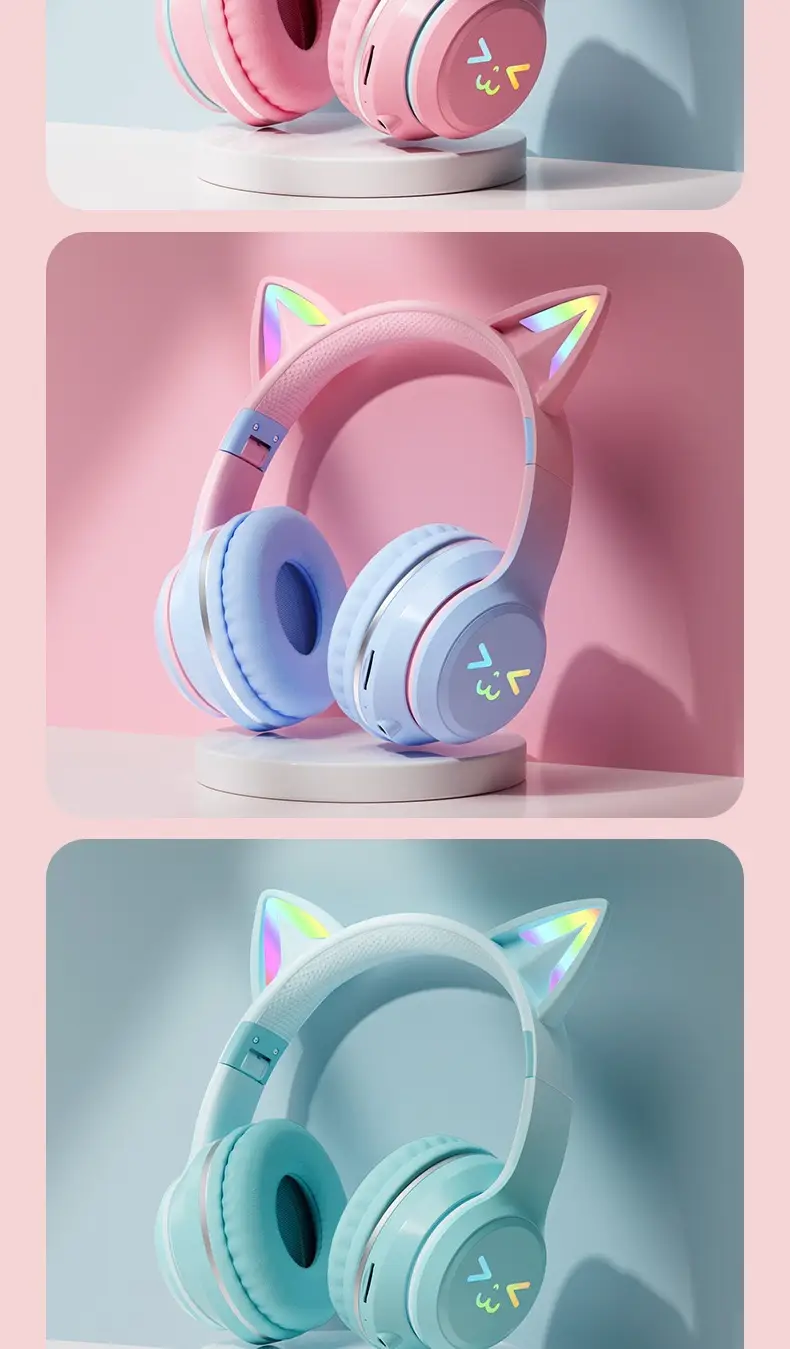Over-Ear Bluetooth Headset with RGB Light & Cat Ear Design — feature 15