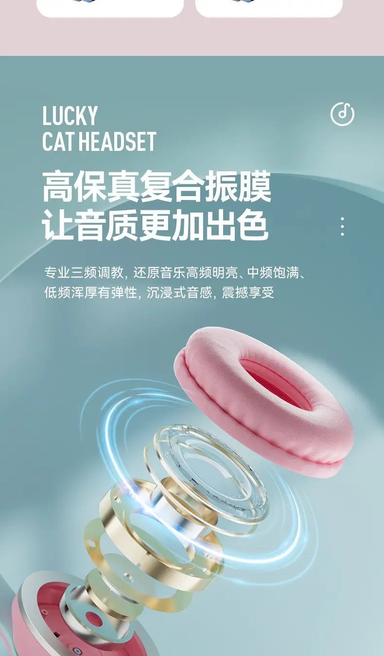 Over-Ear Bluetooth Headset with RGB Light & Cat Ear Design — feature 4