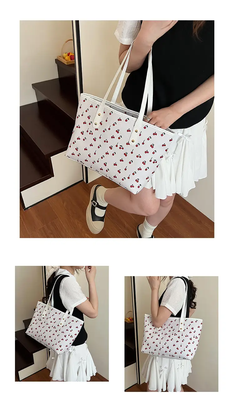 2025 Printed Women's Heart Tote Bag White — feature 10