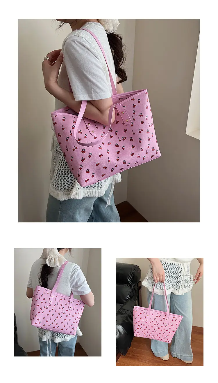 2025 Printed Women's Heart Tote Bag White — feature 11