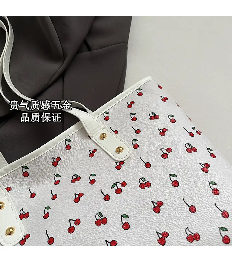 2025 Printed Women's Heart Tote Bag White — feature 4