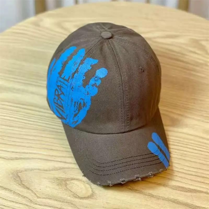 Men's White Palm Print Baseball Cap Spring Summer Trendy - Image 7