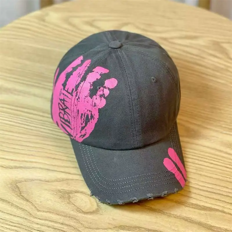 Men's White Palm Print Baseball Cap Spring Summer Trendy - Image 8