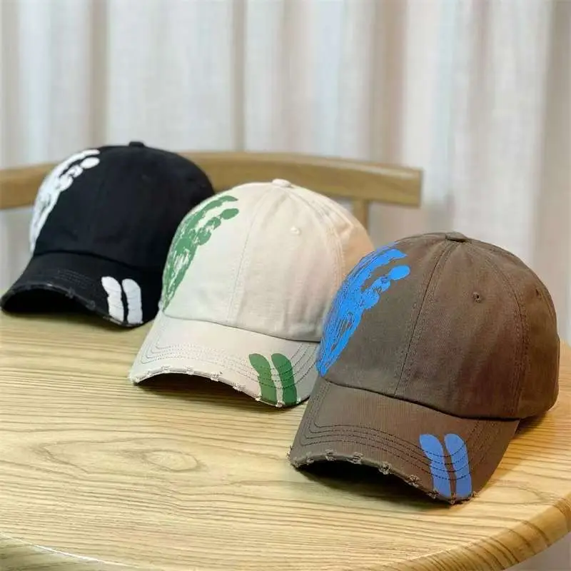 Men's White Palm Print Baseball Cap Spring Summer Trendy — feature 2