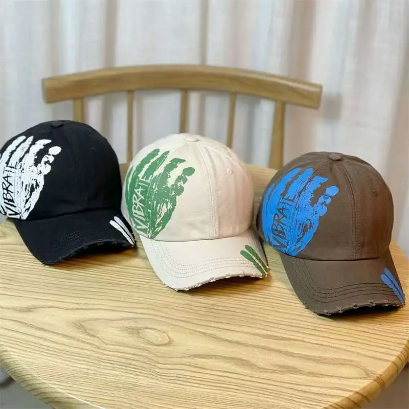 Men's White Palm Print Baseball Cap Spring Summer Trendy — feature 3