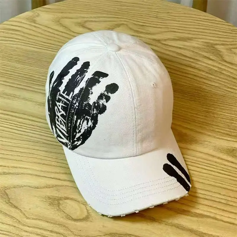 Men's White Palm Print Baseball Cap Spring Summer Trendy — feature 9