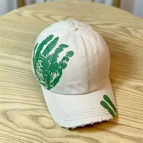 Men's White Palm Print Baseball Cap Spring Summer Trendy - Image 2