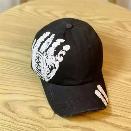 Men's White Palm Print Baseball Cap Spring Summer Trendy - Image 3