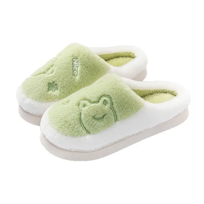 Plush Cotton Slippers for Men, Autumn and Winter Indoor Home Dormitory Hotel Thick-Soled Fleece Warm Slippers for Couples, Maternity Slippers for Women