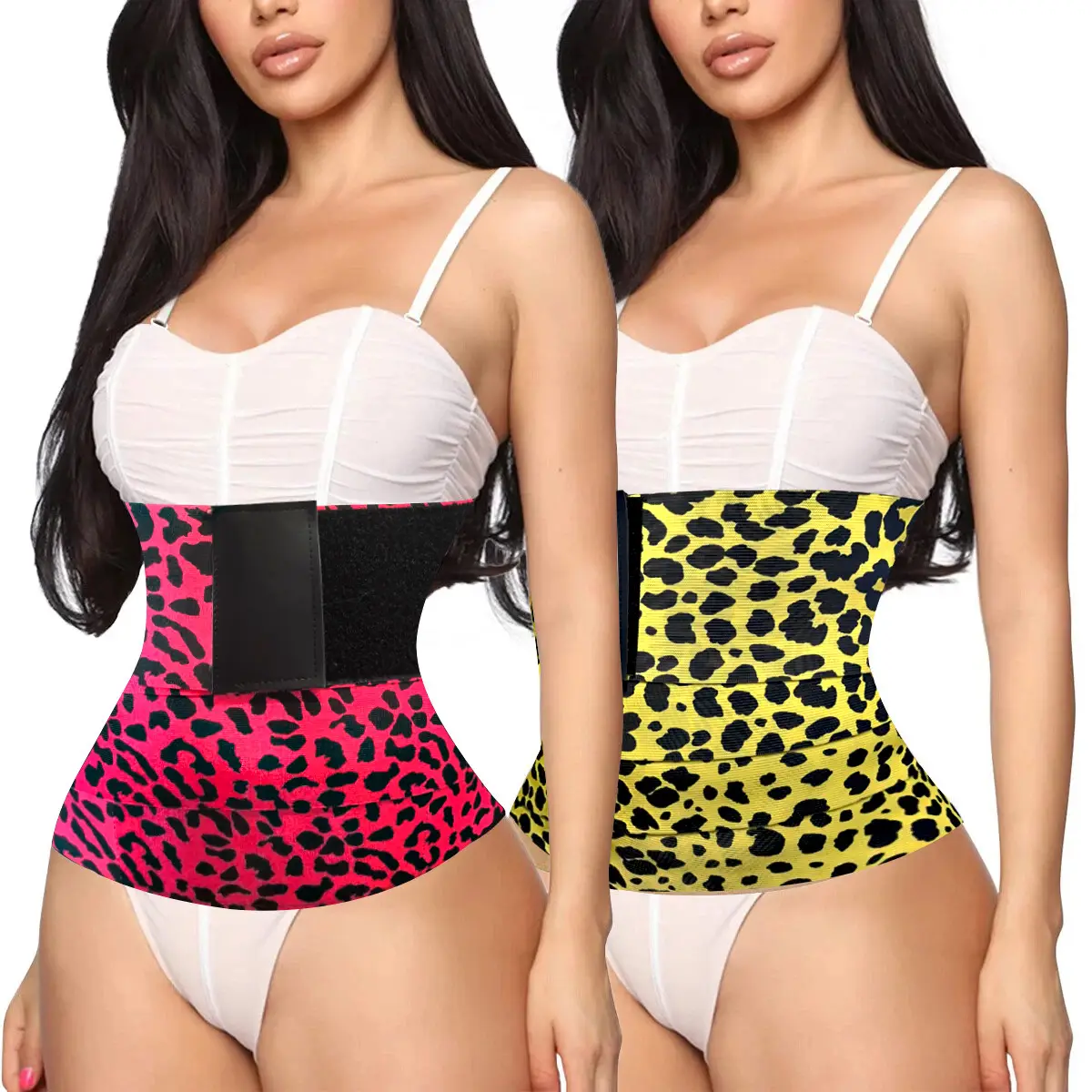 Women Pink Leopard Waist Trainer Plus Size Adjustable Bandage — feature 1