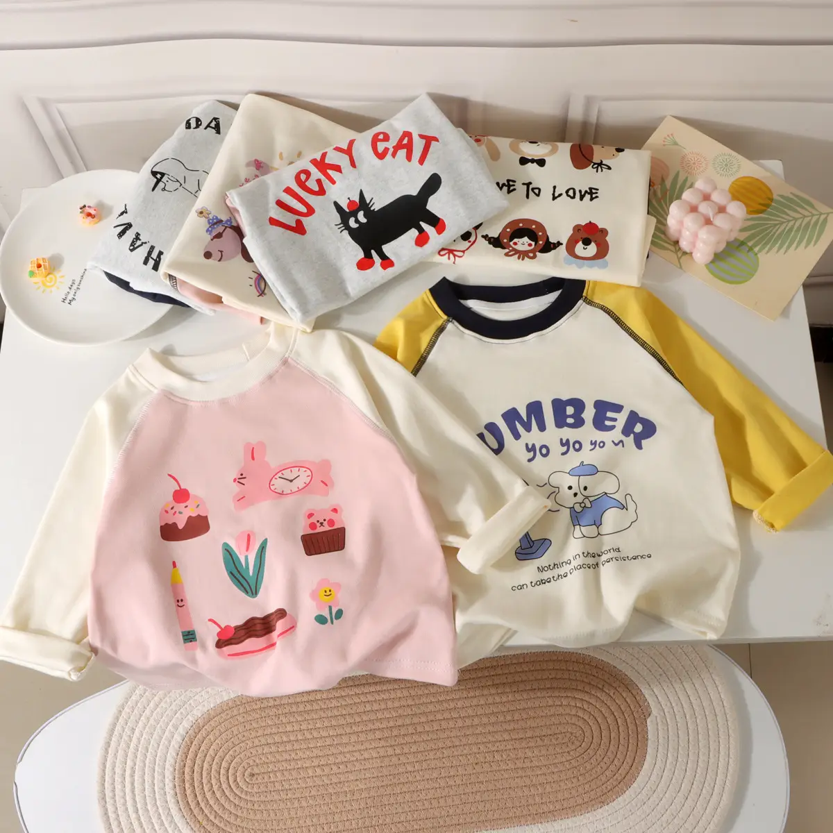 Wicky Cat Cotton Long Sleeve T-Shirt for Boys Girls — feature 1
