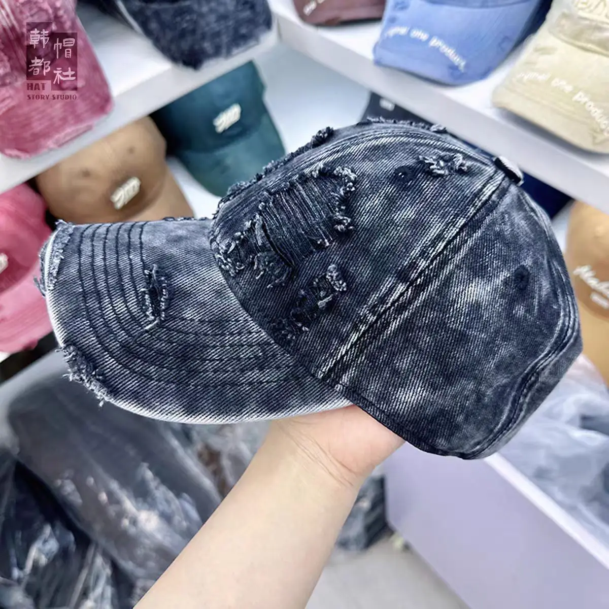 Women Distressed Beaded Cap Summer Face Smaller — feature 10