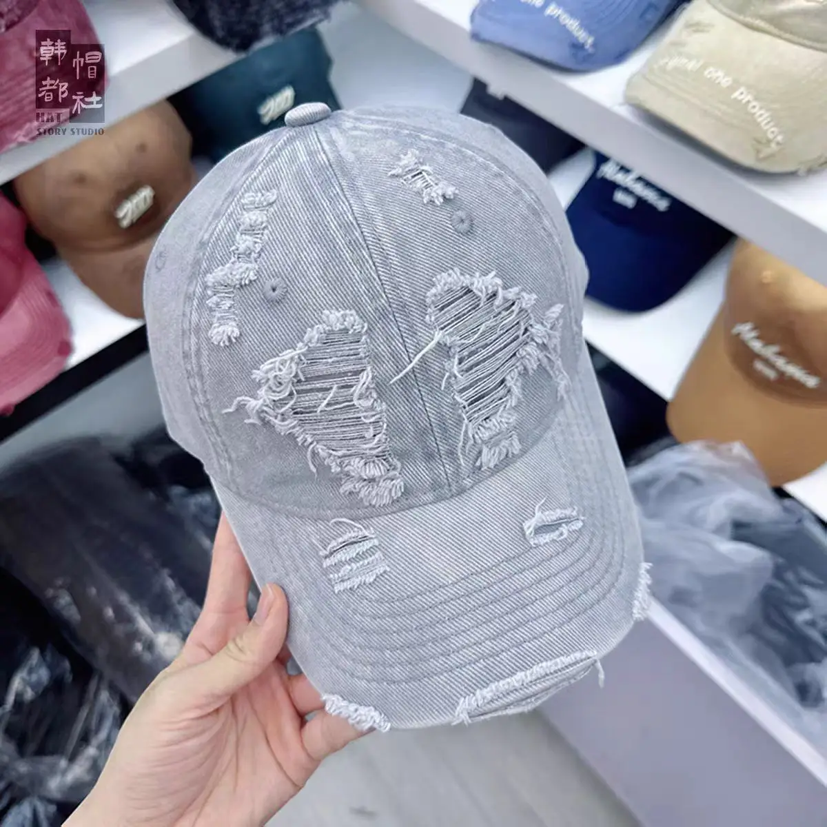 Women Distressed Beaded Cap Summer Face Smaller — feature 2