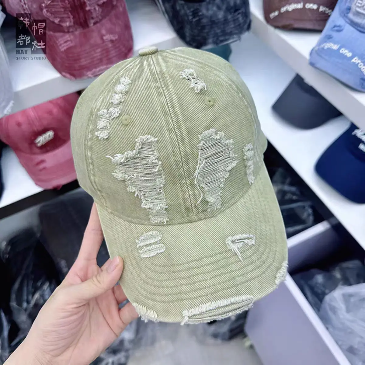 Women Distressed Beaded Cap Summer Face Smaller — feature 7