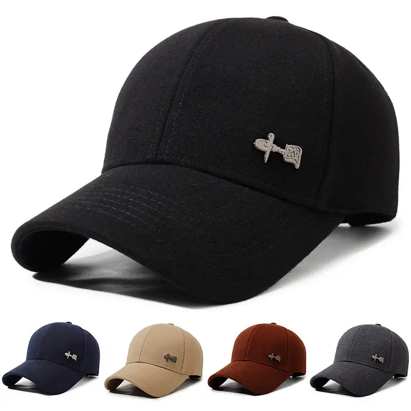 National Style Hard-Top Baseball Cap Grey New Autumn Winter - Image 6