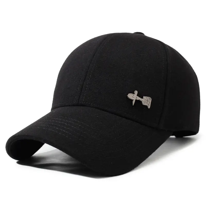 National Style Hard-Top Baseball Cap Grey New Autumn Winter - Image 2