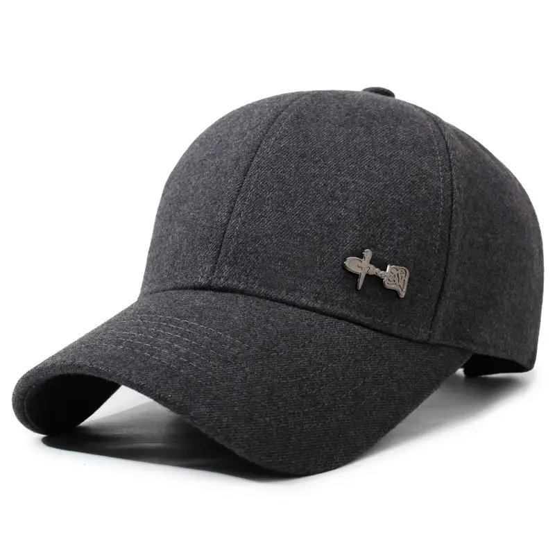 National Style Hard-Top Baseball Cap Grey New Autumn Winter - Image 3