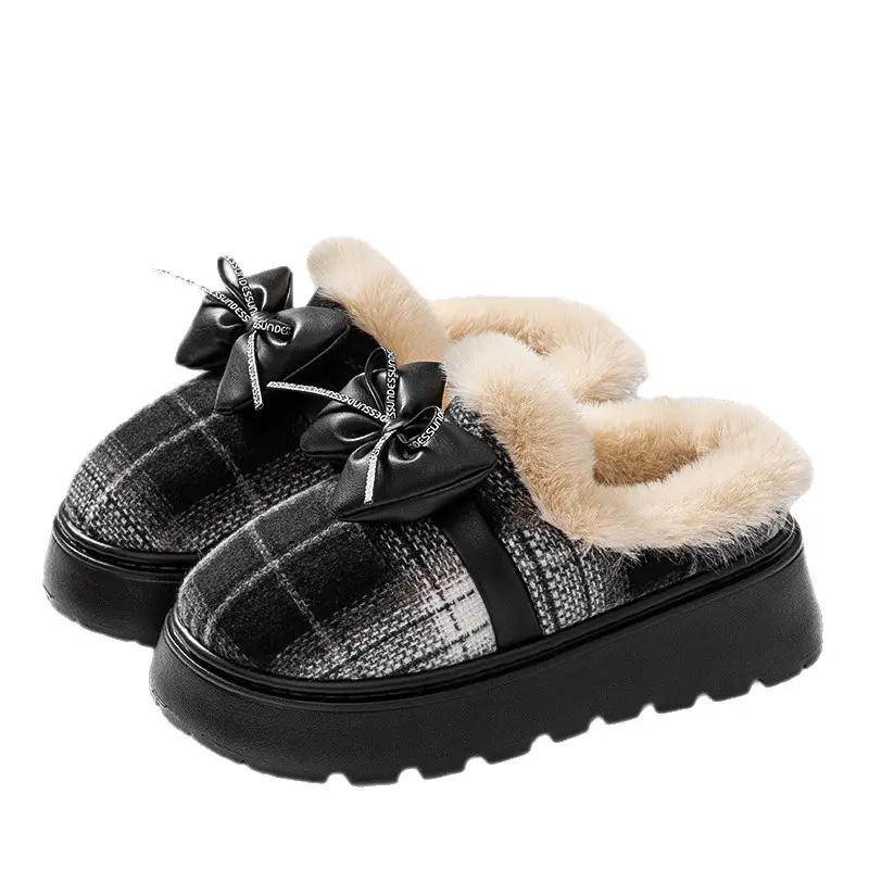 2025 Winter Bow Cotton Slippers Warm Indoor - Image 6