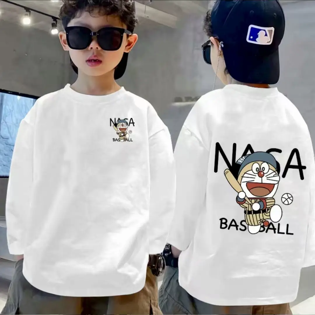 Boys Pure Cotton Korean Style Printed T-Shirt White Medium Large - Image 3