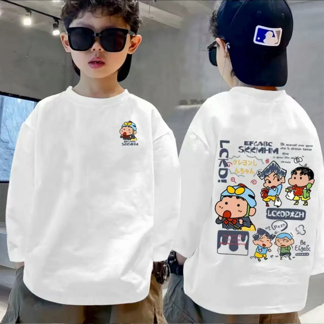 Boys Pure Cotton Korean Style Printed T-Shirt White Medium Large - Image 5