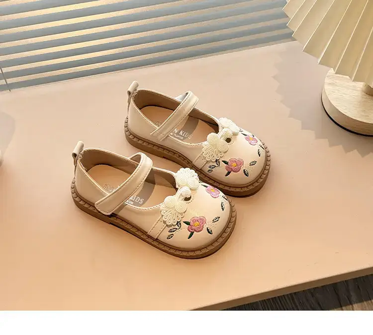 Girls' Embroidered Leather Baby Shoes with Soft Soles — feature 8