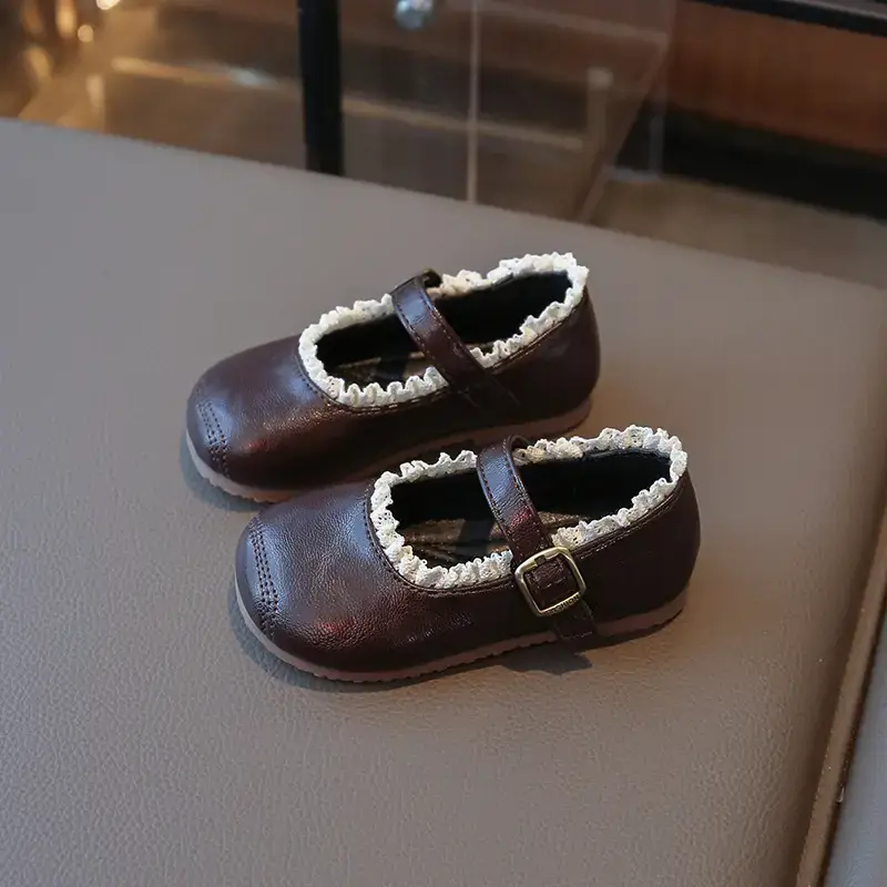 Korean Style Girls Leather Shoes Lace Baby Toddler Shoes