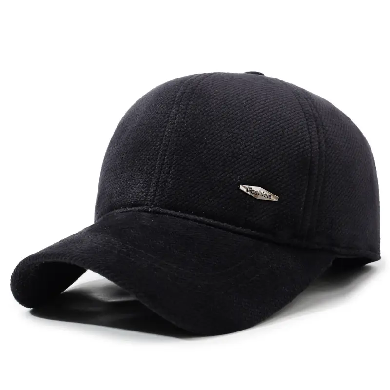 New Men's Black Duckbill Baseball Cap with Fleece Lined Warmth — feature 7