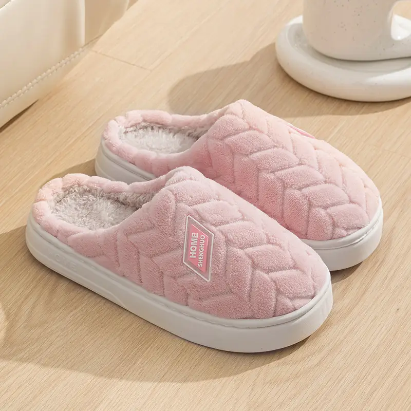 Thick-Soled Cotton Slippers for Women Winter 2025 New Indoor Home Thick-Soled Warm Cotton Slippers Non-Slip Plush Slippers for Men