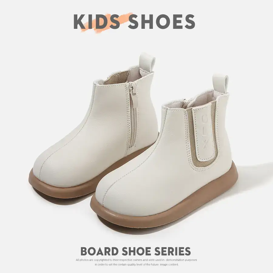 Kids Leather Boots Black Small Soft Sole - Image 4