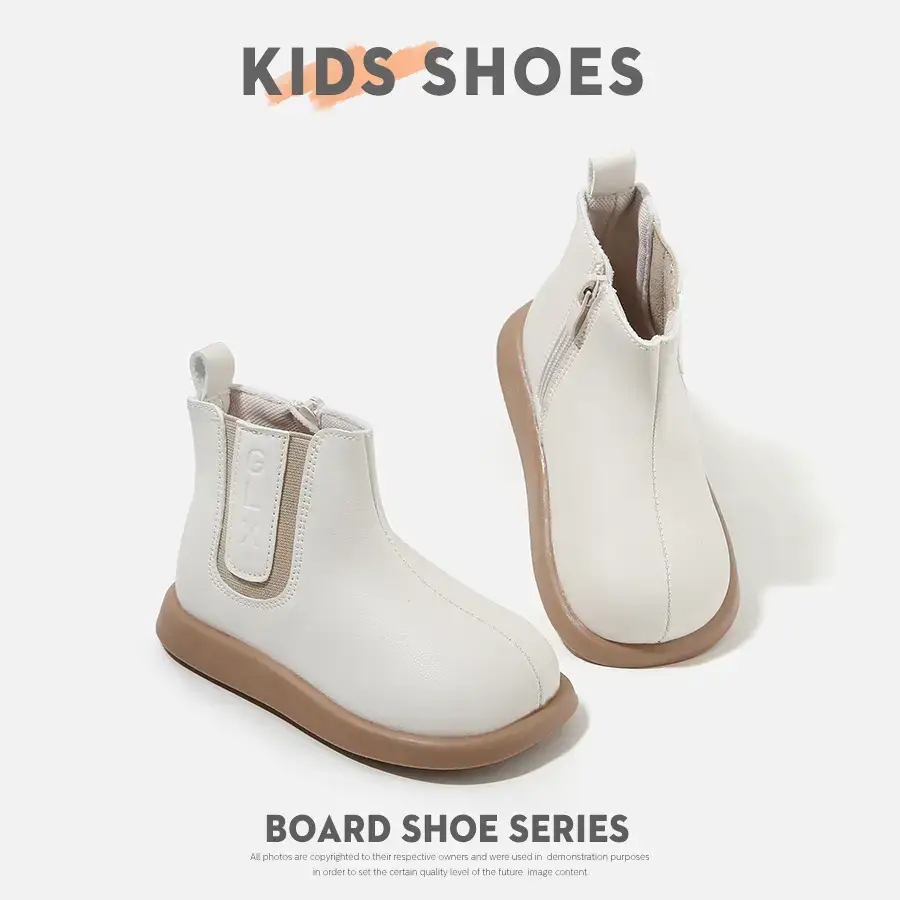 Kids Leather Boots Black Small Soft Sole - Image 6