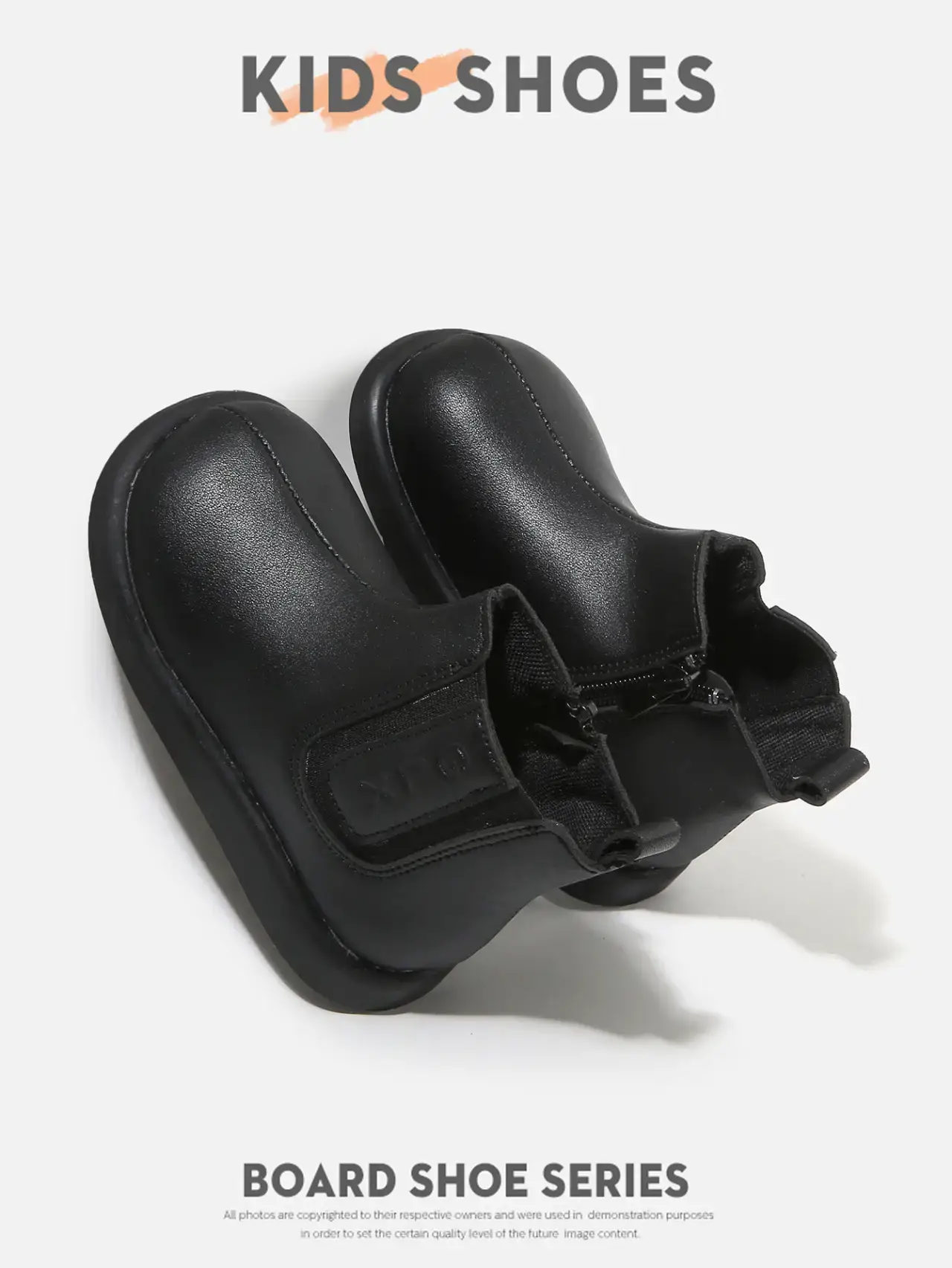 Kids Leather Boots Black Small Soft Sole — feature 12